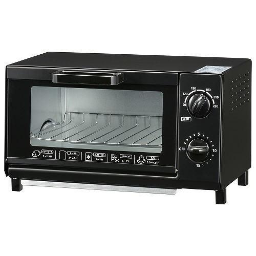 オーム電機 COK-YH100D-K オーブントースター 1000W 230度 ～15分までタイマー設定 ブラック