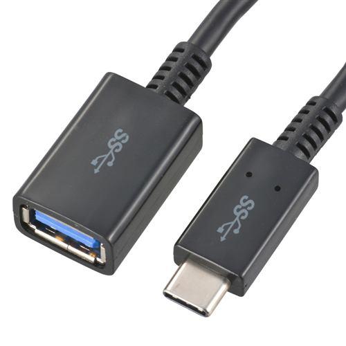 オーム電機 SMT-L015CAJ-K USB Type-Aメス/USB3.1 Gen1 Type-C ケーブル 0.15m