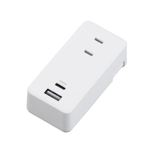 ヤザワコーポレ-ション H5FS400PD30WH 極小USBタップ ACコンセント x 2 USB Type-Cポートx1 USB Aポートx1 