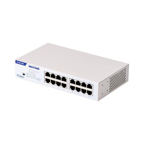 エレコム EHC-G16MN4-HW スイッチングハブ 16ポート ギガビット 金属筐体 静音ファンレス ホワイト