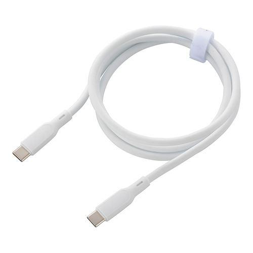 オーム電機 SMT-L10SCC-W なめらかケーブル USB-C to C 1m PD100W対応 ホワイト