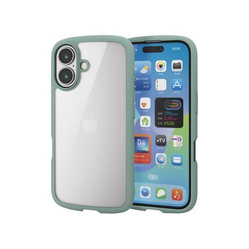 エレコム PM-A24ATSLFCGN iPhone 16 TOUGH SLIM LITE ハイブリッドケース フレームカラー