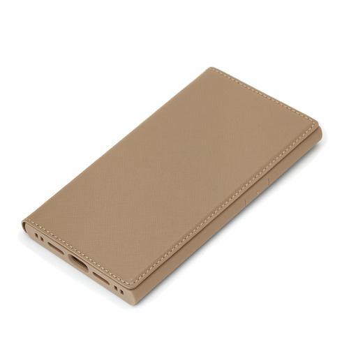 PGA PG-23BGF06BE iPhone15Pro ガラスフリップケース スクエアデザイン Premium Style ベージュ PG23BG