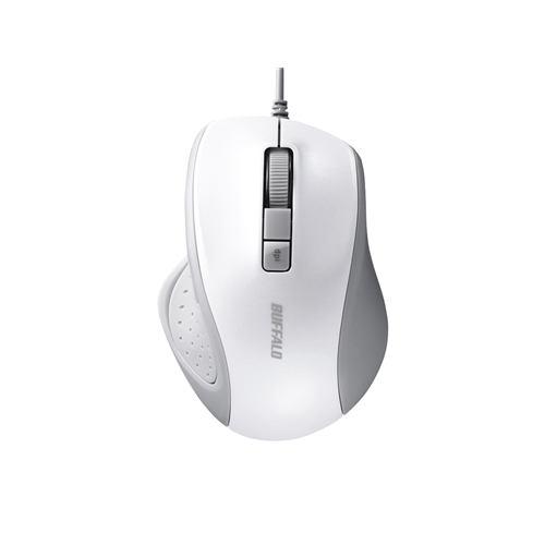マウス バッファロー 有線 BSMBU300WH 有線BlueLED光学式マウス 静音/5ボタン/DPI切り替えボタン ホワイト