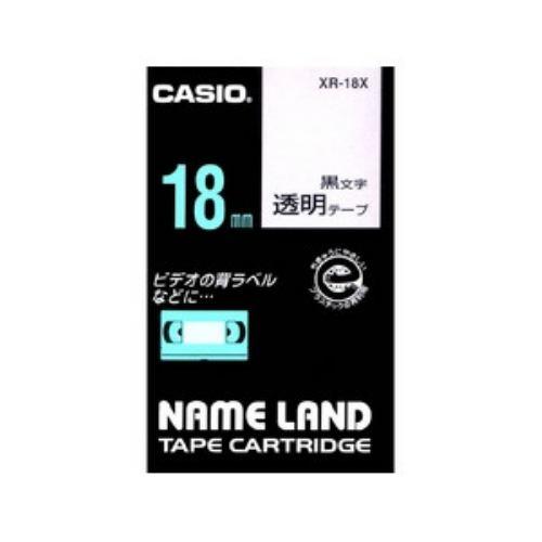 カシオ XR-18X ネームランド 透明テープ 黒文字/18mm幅