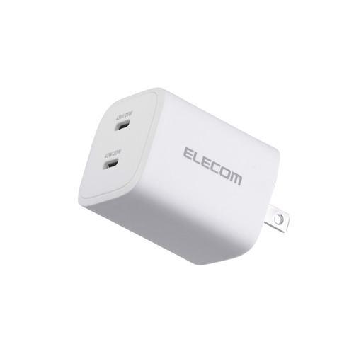 エレコム MPA-AC10945WH USB Type-C充電器 USB-C ×2 折りたたみ式プラグ MacBook Air スマホ等対応 GaN