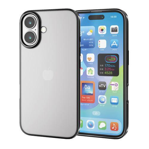 エレコム PM-A24AUCTMBK iPhone 16 ソフトケース サイドメッキ
