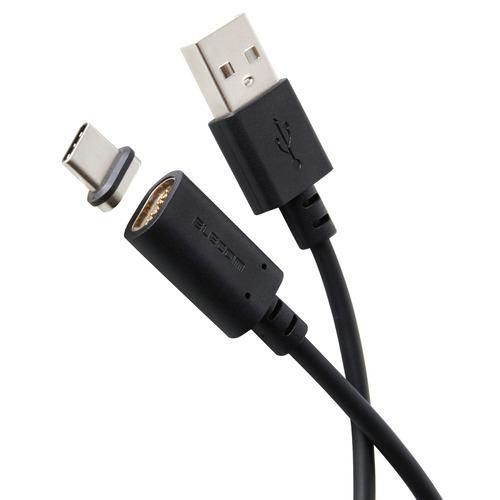 エレコム MPA-ACMA10BK マグネット 充電ケーブル USB-C USB-A 15W 着脱式コネクタ ブレーカー内蔵 1m ブラック