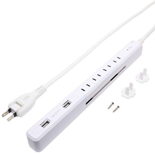 ミヨシ OAT-K24U4P20/WH 耐雷スリム回転USBタップ 4個口2ポート 埃防止スライド扉(USB端子) ホワイト ホワイト