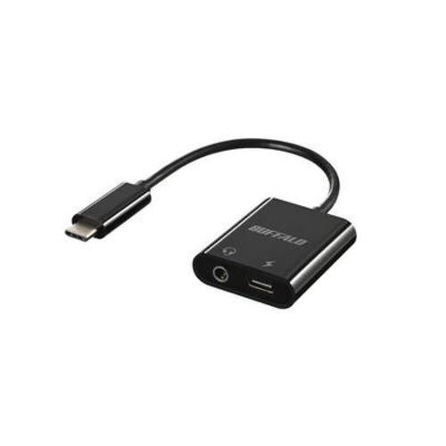 BUFFALO BSMPCPD350BK Type-C to 3.5mm 3極・4極ステレオミニプラグ+PD給電 オーディオ変換アダプター ブラック
