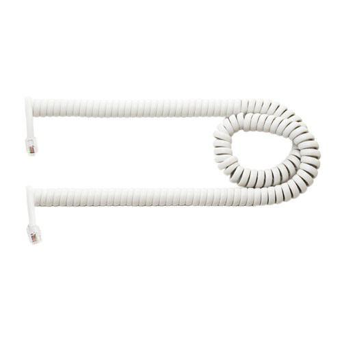 ミヨシ DC-J406/WH 4極4芯 受話器用カールコード クロス結線タイプ ホワイト 0.6m