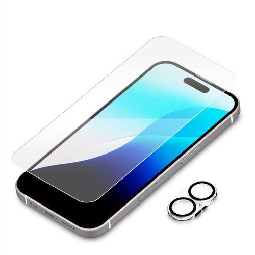 PGA PG-24AGLPST iPhone 16/15/15 Pro用 液晶保護ガラス [カメラプロテクターセット/高透明] Premium St