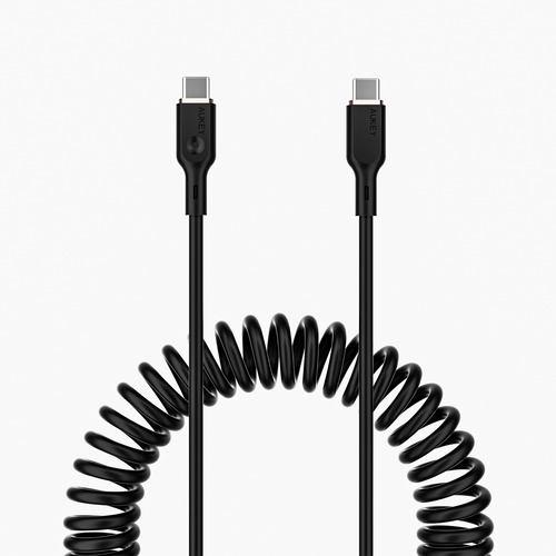 AUKEY CB-CC19-BK 急速充電対応ケーブル Coiled Series [Type-C to Type-C] 1.5m コイル型 ブラッ