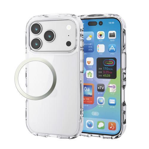 エレコム PM-A25CTSLACR iPhone 17 Pro ケース 磁気吸着対応メタルステッカー付 TOUGH SLIM LITE クリア
