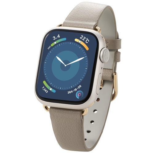 エレコム AW-41BDLJGB Apple Watch用 &me ソフトレザーバンド スリム グレージュ