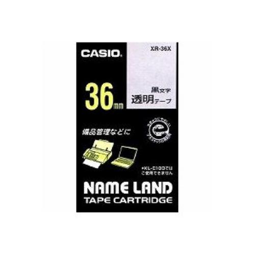 カシオ XR-36X ネームランド(NAME LAND) 透明テープ (透明テープ/黒文字/36mm幅)