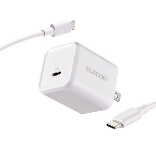 エレコム MPA-AC12345WH 45W USB-C 充電器 PD/PPS対応 GaN II採用 1.5m USB-Cケーブル付属 折りたたみプ