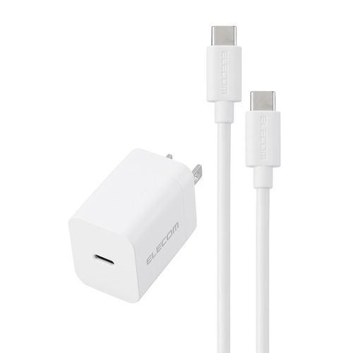 エレコム MPA-ACCP7220WH USB Power Delivery 20W AC充電器(C-Cケーブル付属/2.5m)