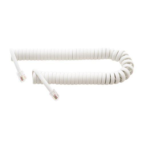 ミヨシ DC-J403/WH 4極4芯 受話器用カールコード クロス結線タイプ ホワイト 0.3m