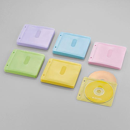 エレコム Blu-ray・CD・DVD対応不織布ケース 2穴 アソートカラー 60枚(両面収納) CCD-NBWB120ASO