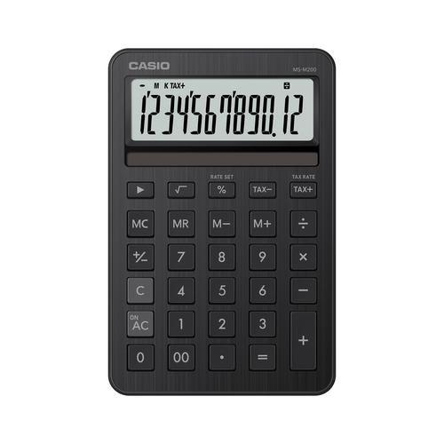 カシオ計算機 MS-M200-BK-N デザイン電卓 ミニジャスト型スタイリッシュ 12桁表示 税計算機能あり ブラック