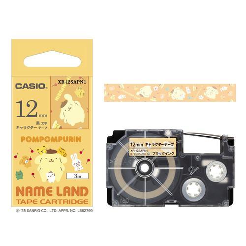 カシオ計算機 XR-12SAPN1 NAME LAND用サンリオキャラクターテープ ポムポムプリン テープ幅12mm テープ長さ3.0m巻