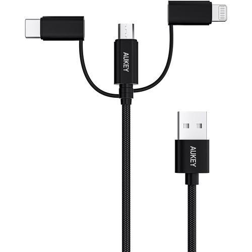 AUKEY CB-BAL9-BK ケーブル Impulse 3-in-1 [Type-A to Lightning/Type-C/micro USB