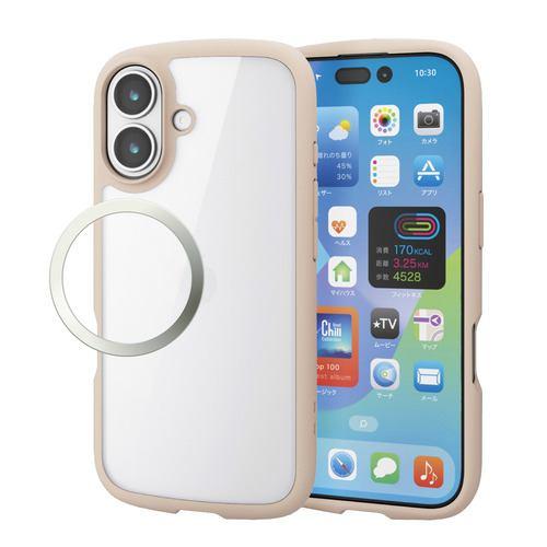 エレコム PM-A25ATSLFCBE iPhone 17 ケース 磁気吸着対応メタルステッカー付 TOUGH SLIM LITE ベージュ