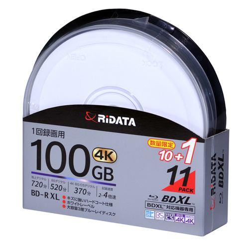 RiDATA BD-R520PW4X.10+1SPB 録画用BD-R XL 1回録画用 (片面3層)スピンドルケース入り 11枚パック 100GB 