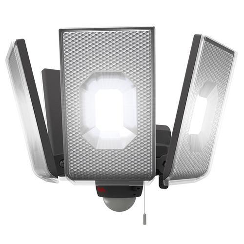 ムサシ LEDAC4000 12.5W×4灯スライド型LEDセンサーライト コンセント式 グレー