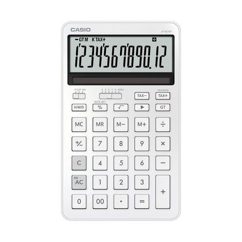 カシオ計算機 JF-M200-WE-N デザイン電卓 ジャスト型スタイリッシュ 12桁表示 税計算機能あり ホワイト