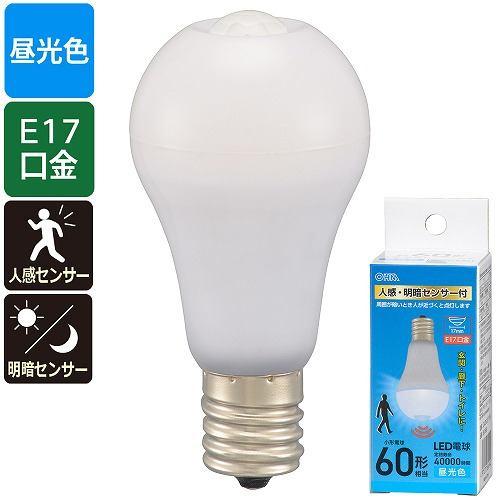 オーム電機 LDA7D-G/E17 PIR LED電球小形 E17 60形相当 人感明暗センサー付 昼光色 860lm