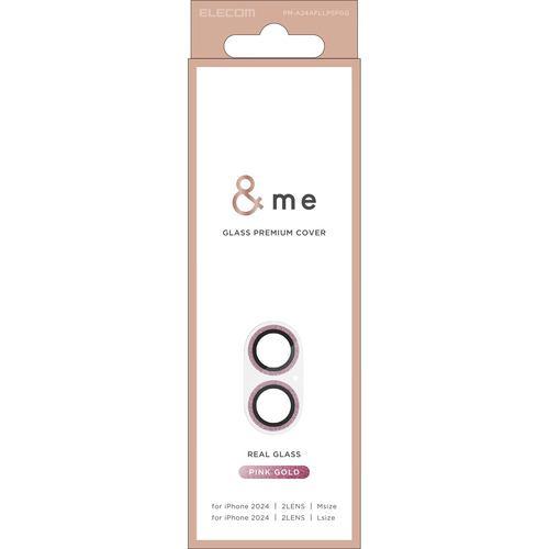 エレコム PM-A24AFLLP5PGG iPhone 16 / 16 Plus &me カメラ レンズカバー ガラス グリッター