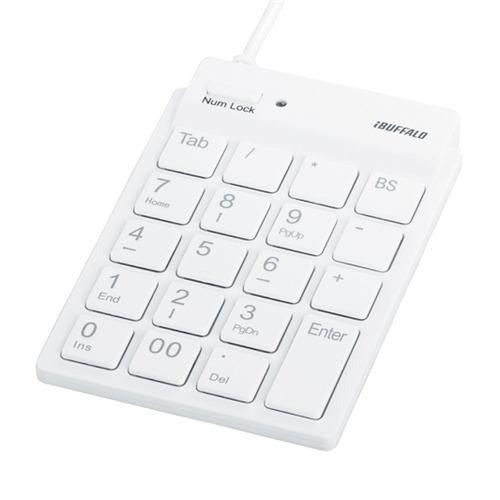 バッファロー BSTKH08WH Windows 10 / 8.1 / 8 / 7対応 スリムテンキーボード ホワイト