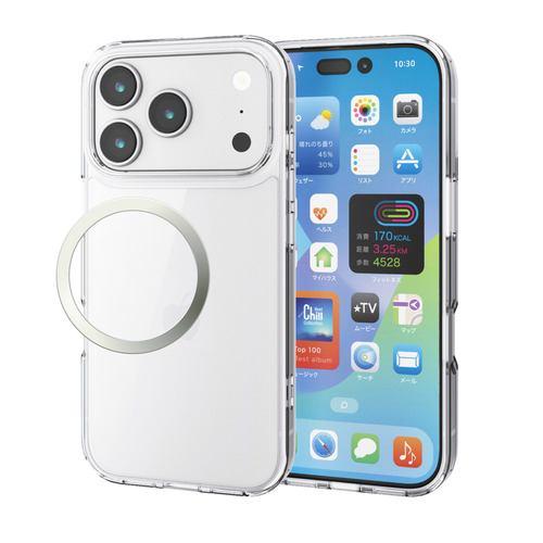 エレコム PM-A25CHVCKCR iPhone 17 Pro ケース 磁気吸着対応メタルステッカー付 クリア
