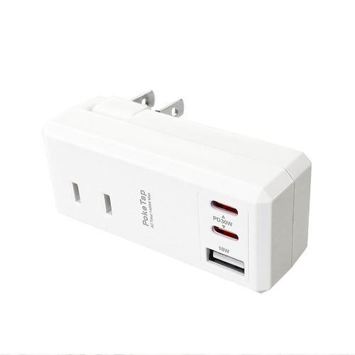 エアージェイ AOT-N6 最小モバイル電源タップ AC×2 USB×2 Type-C(PD30W)X1 ホワイト