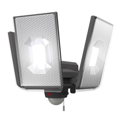 ムサシ LEDAC3050 12.5W×3灯スライド型LEDセンサーライト コンセント式 グレー