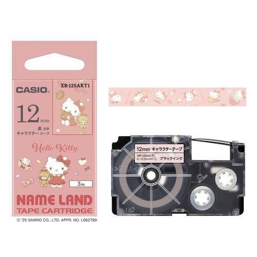 カシオ計算機 XR-12SAKT1 NAME LAND用サンリオキャラクターテープ ハローキティ テープ幅12mm テープ長さ3.0m巻