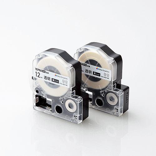 カラークリエーション CTC-KST12K-2P キングジム「テプラ」PROシリーズ用テープカートリッジ(透明テープ/黒文字/12mm) 2個入