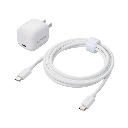 エレコム MPA-ACCP8130WH USB Power Delivery 30W AC充電器(C-Cケーブル付属/1.5m)