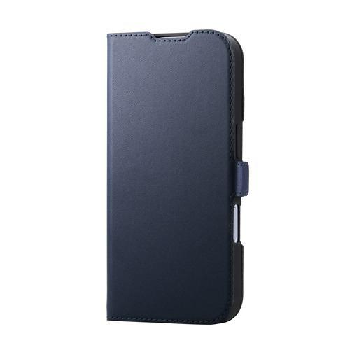 エレコム PM-A25APLFY3NV iPhone 17 ケース レザー カバー 手帳型 マグネット フラップ ネイビー