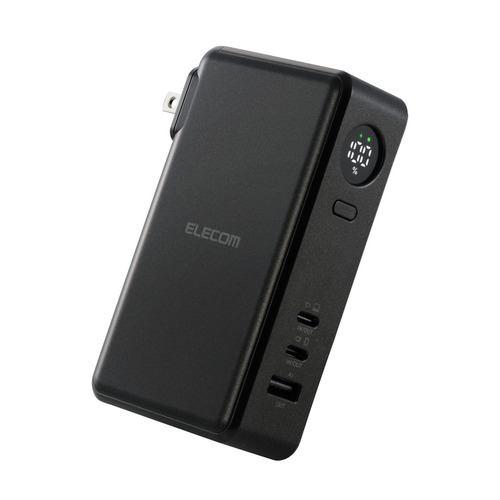 エレコム DE-AC13-10000BK コンセント一体型 モバイルバッテリー 10000mAh 30W 3ポート(Type-C×2+USB-A) 