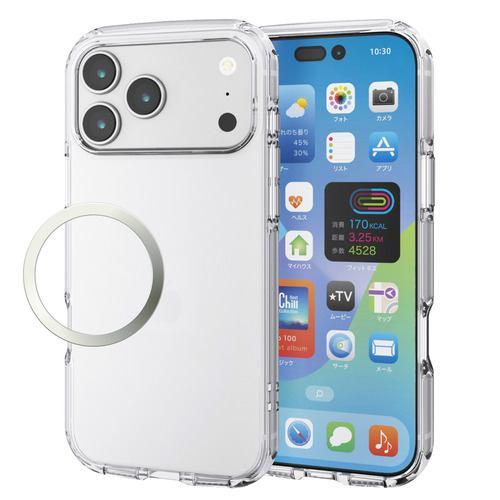 エレコム PM-A25DTSLUC3CR iPhone 17 Pro Max ケース 磁気吸着対応メタルステッカー付 クリア