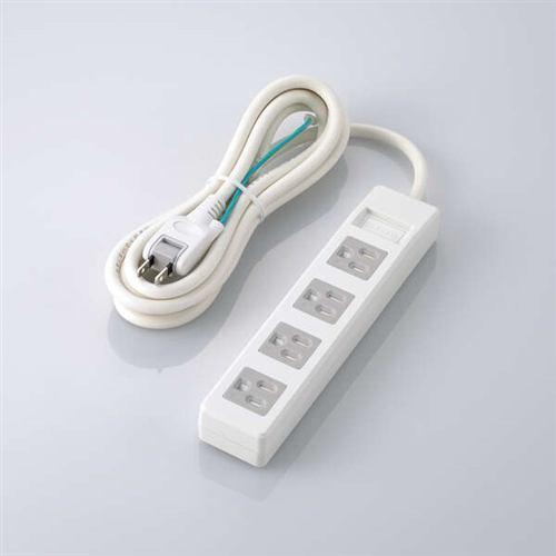 エレコム T-T1D-3425WH 3極4口マグネットシャッタータップ 2.5m