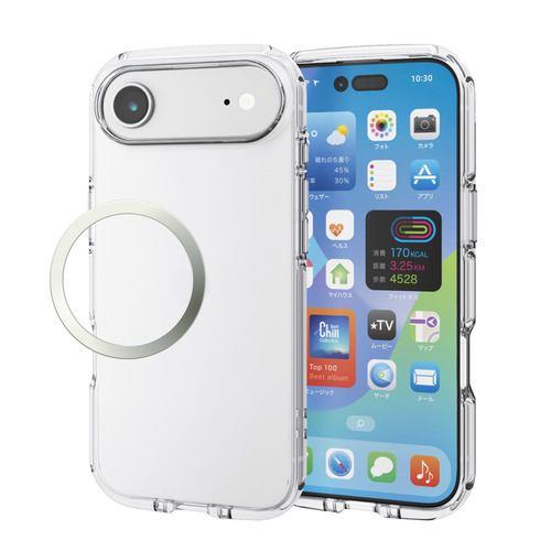 エレコム PM-A25CTSLUC3CR iPhone 17 Pro ケース 磁気吸着対応メタルステッカー付 クリア
