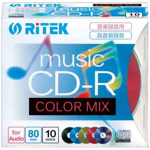 RiTEK CD-RMU80.10PMIXC 音楽用CD-R 80分/10枚 5色カラーミックス