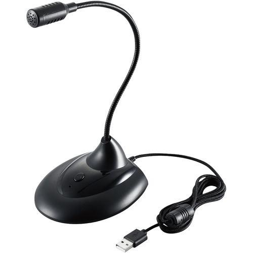 エレコム HS-MC07UBK スタンドマイク フレキシブルアーム ミュートボタン付き LED搭載 USB-A ブラック