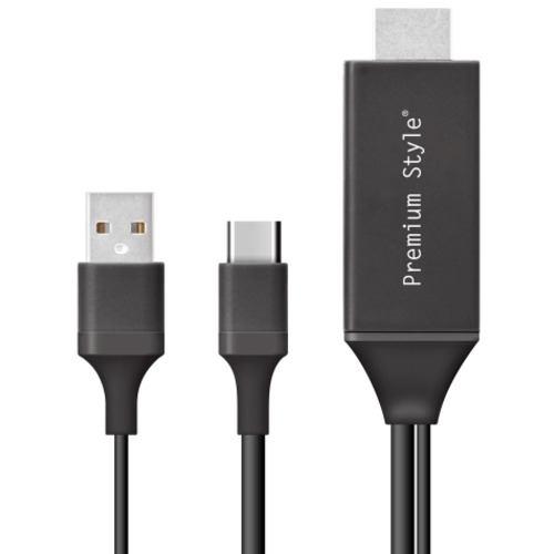 PGA PG-UCTV2MBK USB-Cコネクタ HDMIミラーリングケーブル Premium Style 2m ブラック