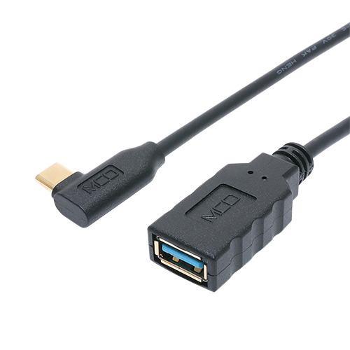 ミヨシ USA-10G2C/LL USB変換ケーブル USB A - USB Type-C オス 50cmケーブル付 L型コネクタ USA10G2C