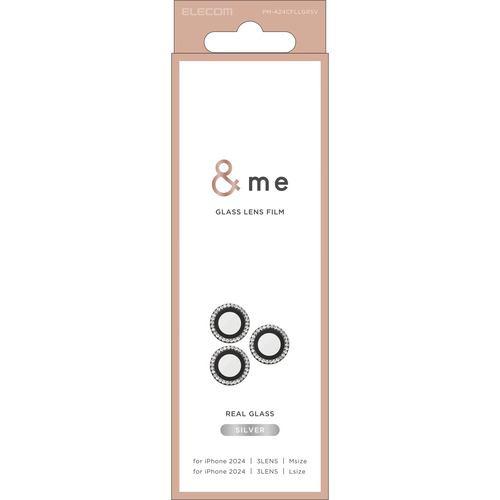 エレコム PM-A24CFLLGRSV iPhone 16 Pro/Pro Max &me カメラレンズガラスフィルム ラインストーン